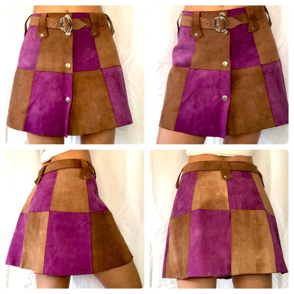🛑SOLD🛑 70s Vintage Suede Mini Skirt - Picture 2 of 3